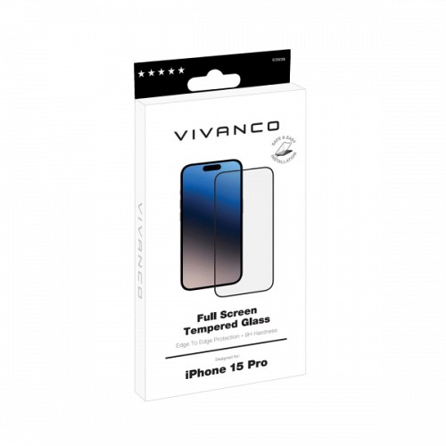 VIVANCO 2.5D JAPAN FULL TEMPERED GLASS IPHONE 15 PRO