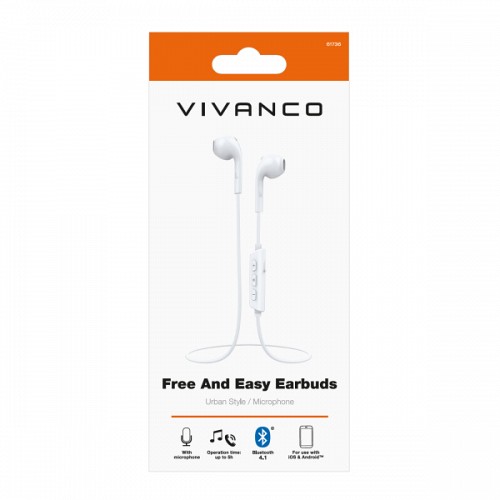 VIVANCO EGGSHAPE BLUETOOTH NECKBAND IN EAR white