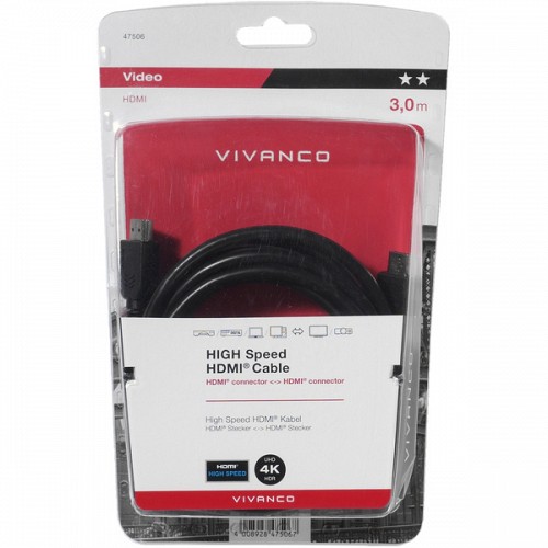 VIVANCO HIGH SPEED HDMI CABLE HDMI to HDMI 3m