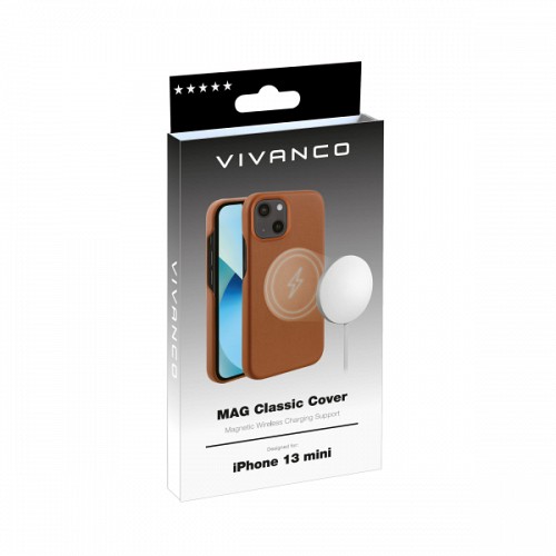 VIVANCO MAG CLASSIC COVER IPHONE 13 MINI brown backcover