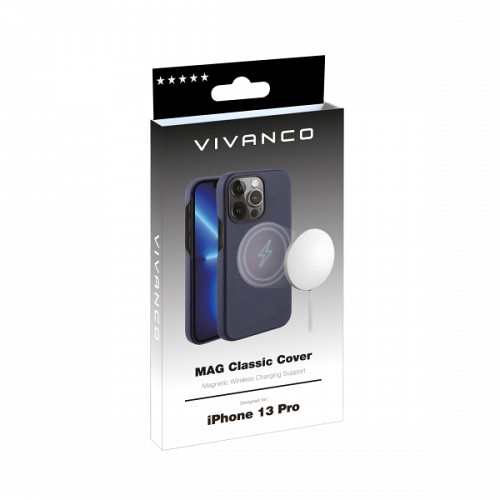 VIVANCO MAG CLASSIC COVER IPHONE 13 PRO blue backcover