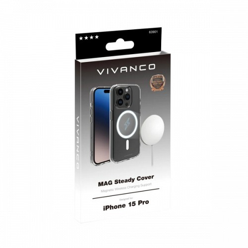 VIVANCO MAG STEADY COVER IPHONE 15 PRO transparent backcover