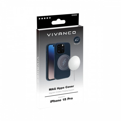 VIVANCO MAG HYPE COVER IPHONE 15 PRO navy blue backcover