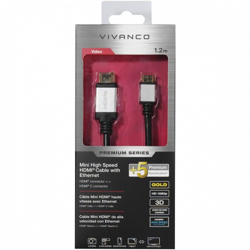 VIVANCO MINI HIGH SPEED HDMI CABLE HDMI to HDMI ETHERNET 1.2m