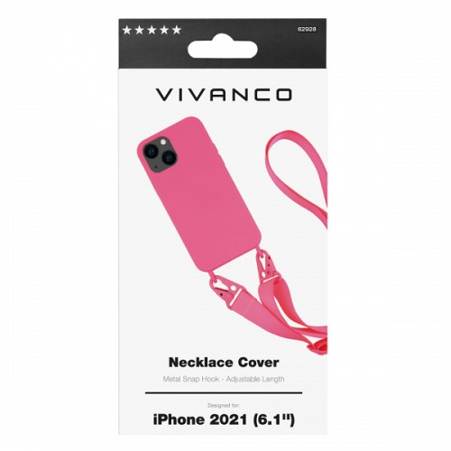 VIVANCO NECKLACE COVER IPHONE 13 pink backcover