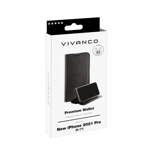 VIVANCO PREMIUM WALLET BOOK CASE IPHONE 13 PRO black