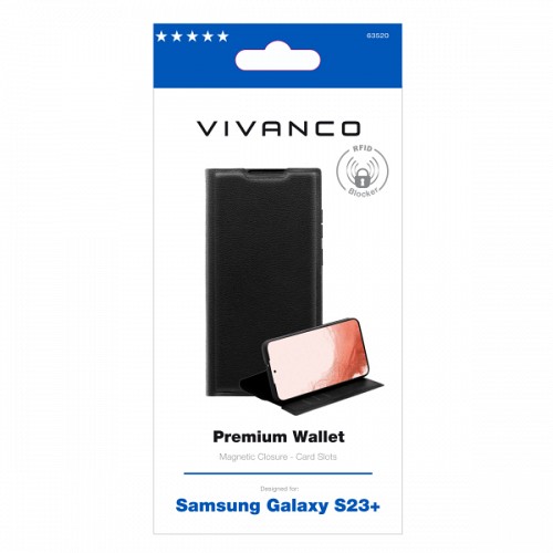 VIVANCO PREMIUM WALLET BOOK CASE SAMSUNG S23 PLUS black