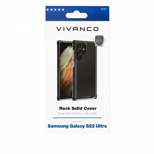 VIVANCO ROCK SOLID COVER CASE SAMSUNG S22 ULTRA transparent black backcover