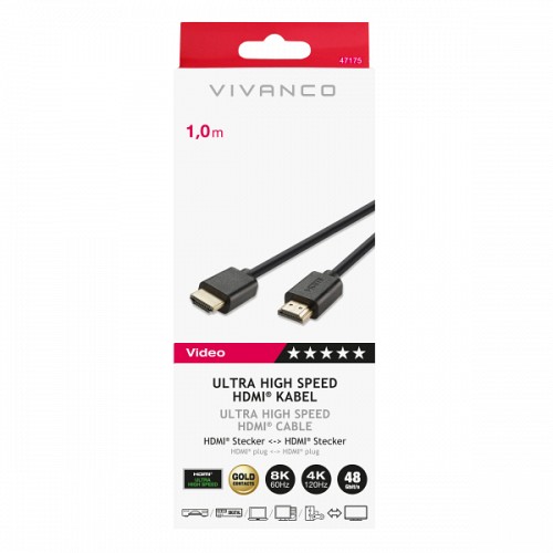 VIVANCO ULTRA HIGH SPEED HDMI CABLE 8K 48Gbit/s 1m