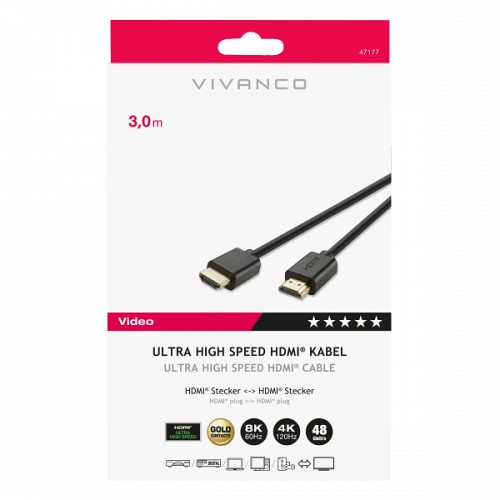 VIVANCO ULTRA HIGH SPEED HDMI CABLE 8K 48Gbit/s 3m