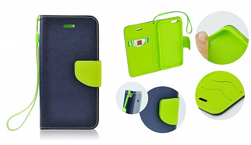 APPLE iPhone 13 - ΘΗΚΗ NETONE FANCY DIARY BOOK STYLE ΠΟΡΤΟΦΟΛΙ ΜΠΛΕ - LIME