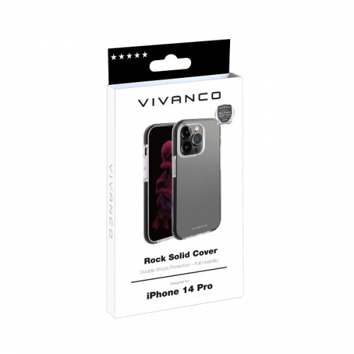 VIVANCO ROCK SOLID CASE IPHONE 14 PRO black transparent backcover