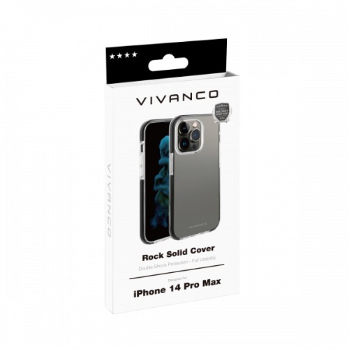 VIVANCO ROCK SOLID CASE IPHONE 14 PRO MAX black transparent backcover