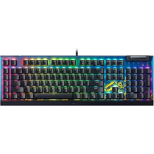 Razer Blackwidow V4 X Fortnite + Skin RGB Gaming Mechanical Keyboard Macro Keys Yellow Linear (RZ03-04703600-R3M1) (RAZRZ03-04703600-R3M1)