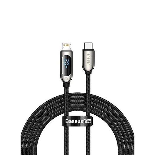 Baseus Display Braided USB-C to Lightning Cable 20W Black 2m (CATLSK-A01) (BASCATLSK-A01)