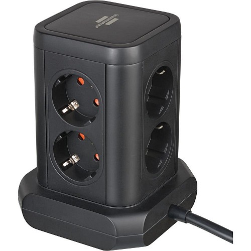 Brennenstuhl Socket tower 8-fold with 4x USB black 2m H05VV-F3G1.5 (1153560000) (BNN1153560000)