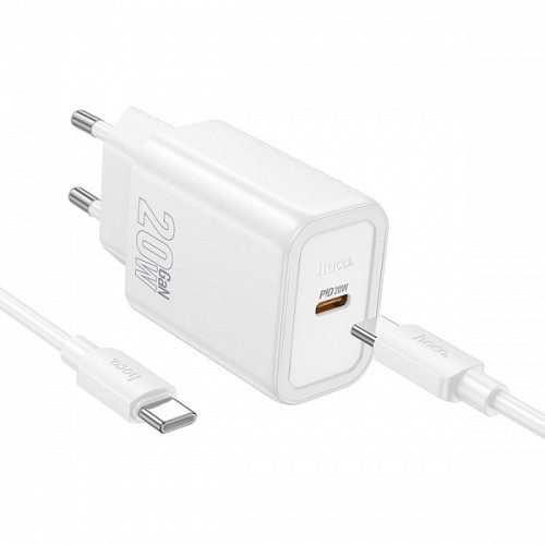 HOCO TRAVEL CHARGER N60 PD QC 20W + DATA CABLE TYPE C to TYPE C white