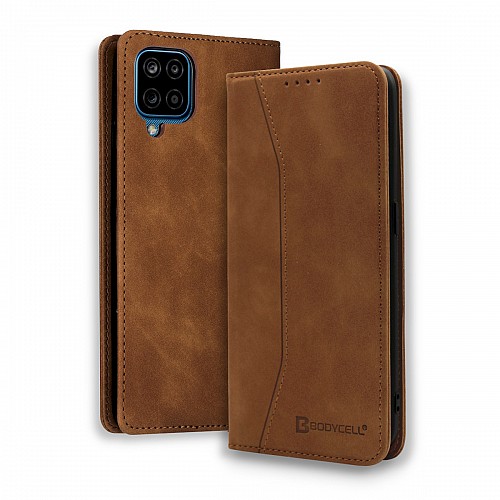Bodycell Book Case Pu Leather Samsung A12 Brown