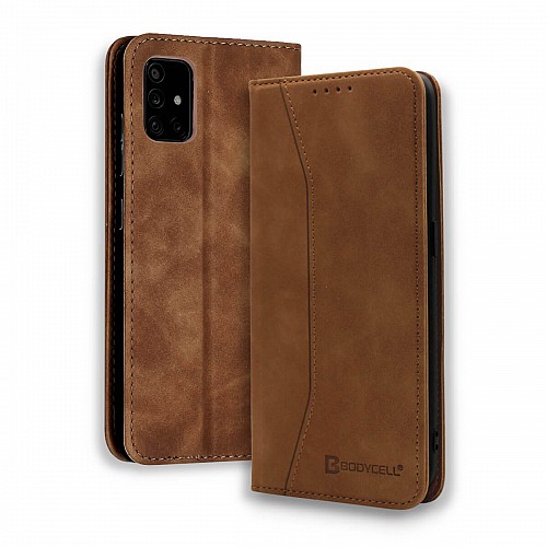 Bodycell Book Case Pu Leather Samsung A71 Brown