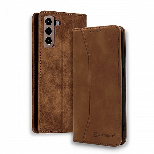 Bodycell Book Case Pu Leather Samsung S21 Plus Brown