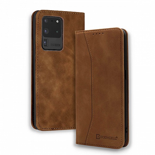Bodycell Book Case Pu Leather Samsung S20 Ultra Brown