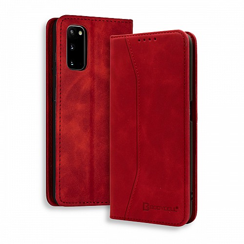Bodycell Book Case Pu Leather Samsung S20  Red