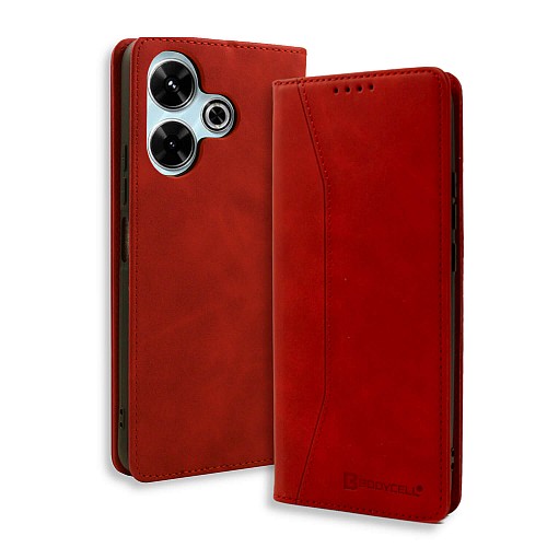 Bodycell Book Case Pu Leather Xiaomi Poco M6 4G/M6 Plus 5G/Redmi 13 Red