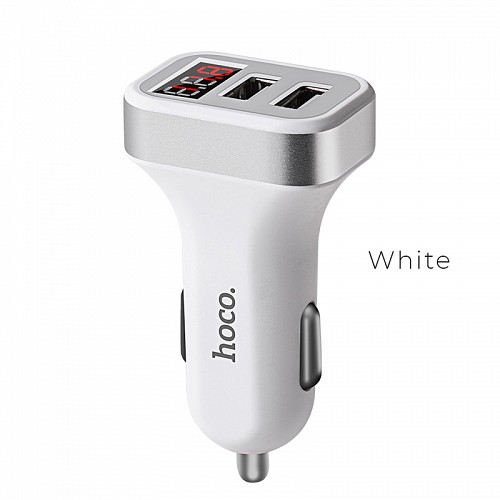 HOCO - Z3  CAR CHARGER DUAL USB 3,1Α LED DISPLAY WHITE