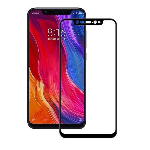 XIAOMI Mi 8 - TEMPERED GLASS 9H Hardness 0,3mm 5D ΜΑΥΡΟ FULL GLUE