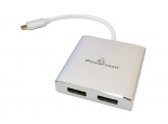 POWERTECH  USB-C  2x DisplayPort CAB-UC034, 4K/60Hz,  CAB-UC034