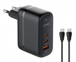 LDNIO   Q366  , USB/2x USB-C, 65W, GaN,  6933138601075