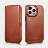 iCarer AKI 14220706 iPhone 14 Pro Curved Edge Leather Folio Brown