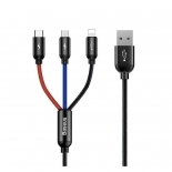 Baseus Three Primary Colors 3-in-1 Braided USB to Lightning / Type-C / micro USB Cable 3A  1.2m (CAMLT-BSY01) (BASCAMLT-BSY01)