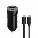 MAXLIFE CAR CHARGER MXCC-04 TYPE C PORT QC3.0 PD / USB PORT + DATA CALE TYPE C black