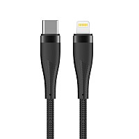 MAXLIFE TYPE C TO LIGHTNING NYLON DATA CABLE 27W 1m black