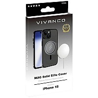 VIVANCO MAG SOLID ELITE COVER IPHONE 15 semi-transparent black backcover