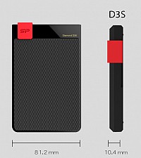 SILICON POWER  HDD 1TB Diamond D30 D3S, USB 3.2, Black SP010TBPHDD3SS3K