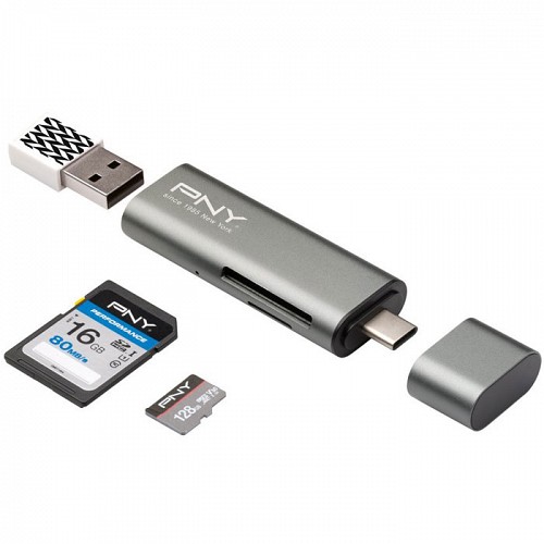 USB-C card reader   MicroSD & SD,   USB A PNY R-TC-UA-3N1E01-RB