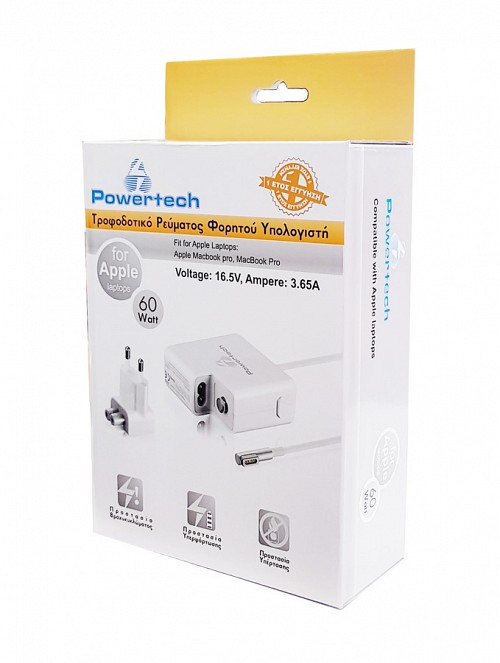 POWERTECH  laptop PT-288  Apple, 60W, 16.5V/3.65A,  PT-288