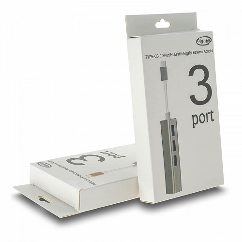 Type-C 3.0 Hub x3 + Gigabit Ethernet Silver Metal 1018.447