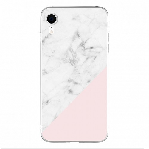 Silicon Marble Case iPhone XR SM9 White/Pink