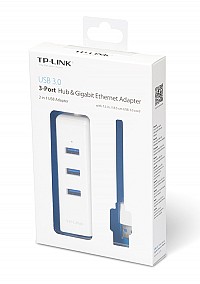 TP-LINK USB Hub UE330 με θύρα δικτύου, 3 θυρών, USB σύνδεση, λευκό UE330