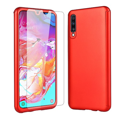 360 Full Cover & Temp.Glass Samsung A70 Red