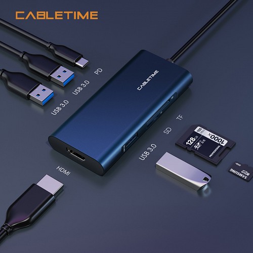 CABLETIME docking station CMHD71, 7 , USB-C, 100W, 4K,  5210131038376