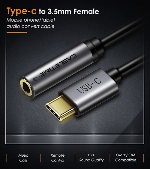 CABLETIME  USB-C  3.5mm CT-CMAUD, DAC chipset,  5210131038529