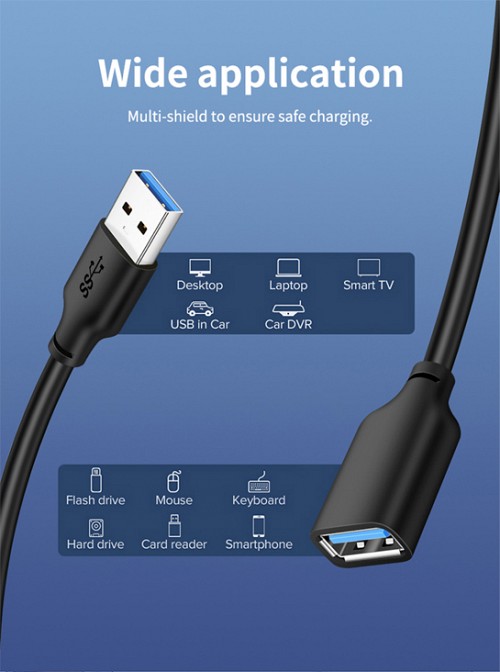 CABLETIME καλώδιο προέκτασης USB CT-AMAFN, 5Gbps, 1m, μαύρο 5210131038628