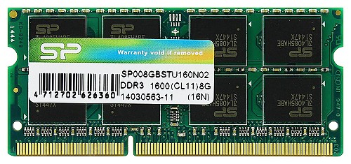 SILICON POWER Μνήμη RAM DDR3 SODimm, 8GB, 1600MHz, CL11 SP008GBSTU160N02