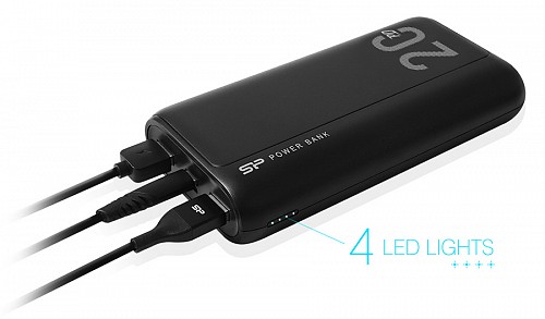 SILICON POWER power bank QS15, 20000mAh, 2x USB & USB Type-C, 3A,  SP20KMAPBKQS150K