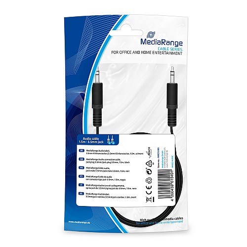 Καλώδιο MediaRange Audio connection, Jack plug 3.5mm/Jack plug 3.5mm, 1.5m, black (MRCS189)