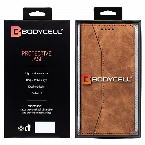 Bodycell Book Case Pu Leather Samsung S21 FE Brown